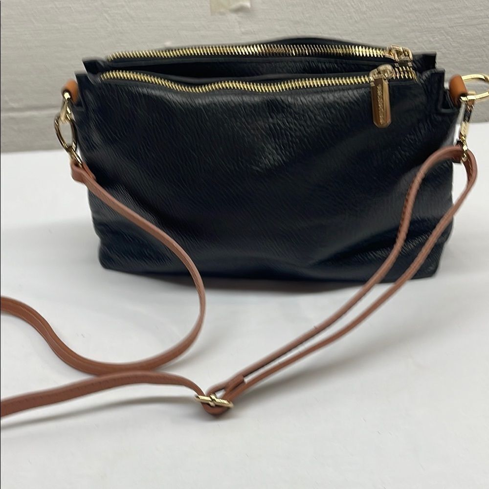 Valentina Black Leather Crossbody Bag